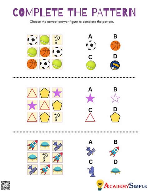 Printable Math Brain Teasers Pattern Sequence Puzzle 2 Academy Simple