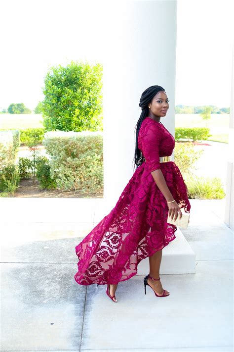 Burgundy Lace Asymmetrical Dress - Irony of Ashi