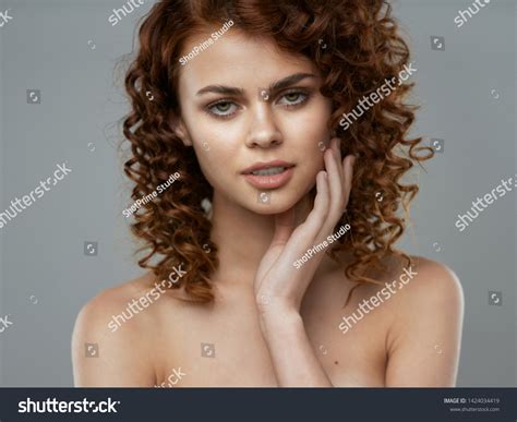 Beautiful Woman Naked Shoulders Curly Hair Stock Photo 1424034419 Shutterstock