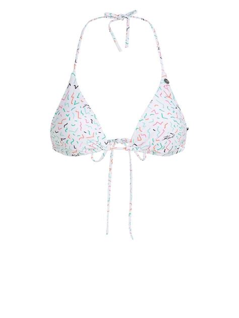 Karl Lagerfeld Geometric Print Triangle Bikini Top White Editorialist