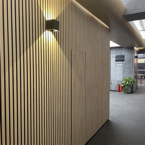 Oem Wooden Slat Wall Panel Veneer Recycled Pet Back Felt Fibro Aku