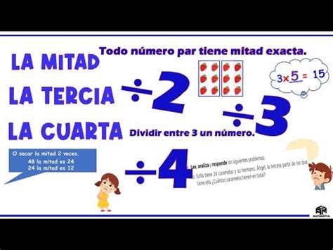 MATEMÁTICA 3ero Mitad tercia y cuarta de un número YouTube