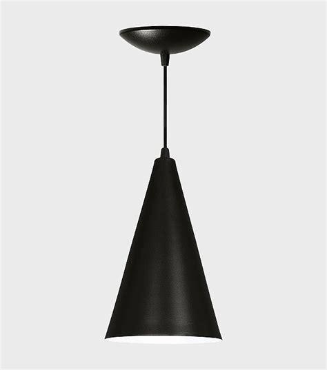 Luminária Pendente Cone Preto Fosco Branco Loja de Iluminação e