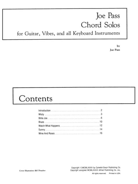 Chord Solos By Joe Pass Electric Guitar Sheet Music Sheet Music Plus