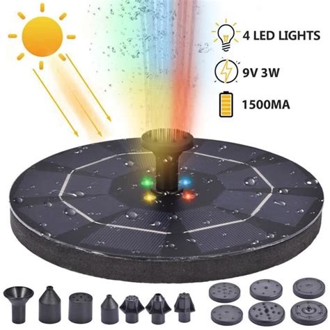 9V3W Solaire Fontaine Pompe Portable LED Flottant Solaire Alimenté