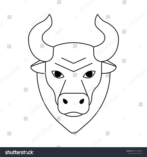 Bull Head Horns Black Outline Bull Stock Vector (Royalty Free ...