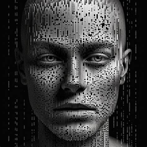 Premium AI Image | a black and white image of a man with a digital image of a human face.