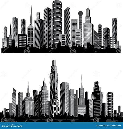 The Best Vector City Silhouettes. Set Stock Vector - Illustration of black, silhouettes: 22372189