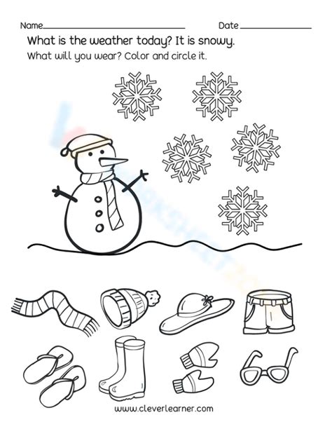 What Will You Bring In A Snowy Day Worksheet