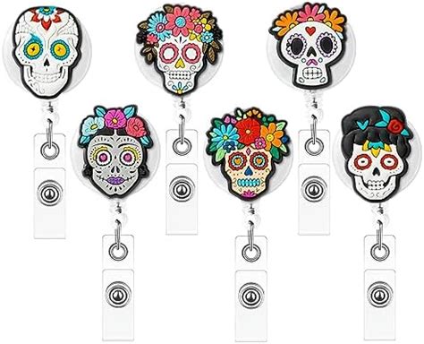 Amazon Yopyame Pcs Sugar Skull Halloween Badge Reels Day Of The