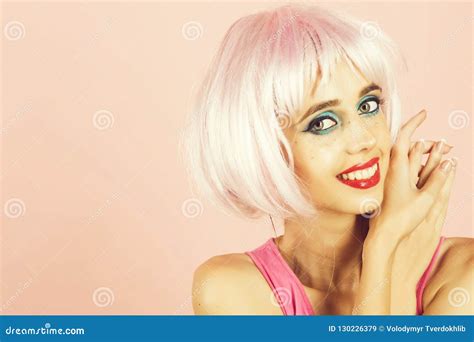 Fashion Model With Naked Body And Red Lips Stock Image Image Of Cute