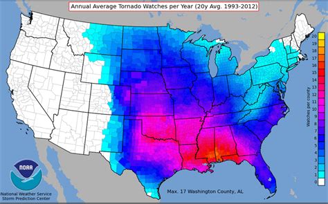 Incredible Heat Map Shows Where Tornadoes Strike The US Most Often ...