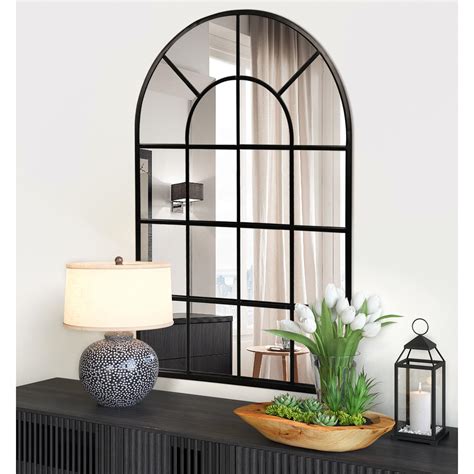 Amazon.com: GIFTTROVE Black Arched Window Mirror, Large Window pane