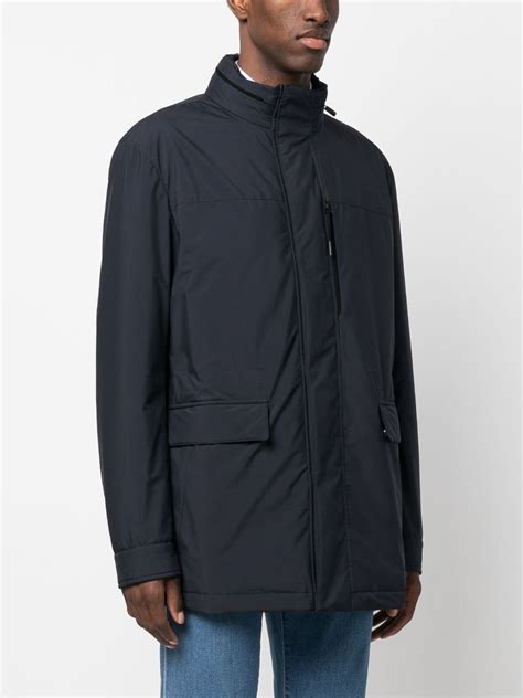 Zegna Hooded Zip Up Jacket Blue Farfetch Uk