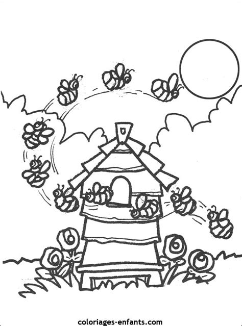 Coloriage Ruche D Abeilles Dessin Gratuit Imprimer