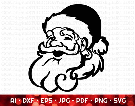 Santa Face Svg Christmas Svg Santa Claus Svg Instant Download Santa