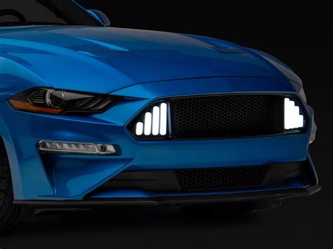 Mustang Badgeless Honeycomb Mesh Upper Grille With Led Drl Matte Black