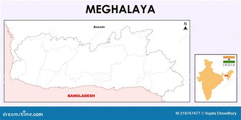 Meghalaya Map. Meghalaya Administrative And Political Vector Map In ...