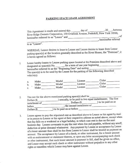 Parking Space Rental Agreement Template Hq Printable Documents Hot Sex Picture