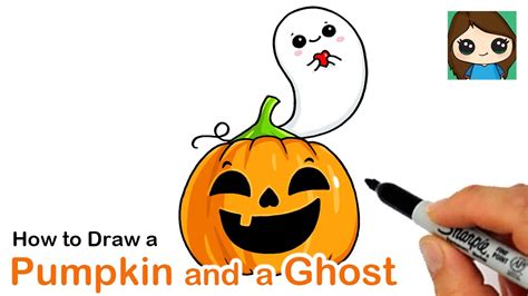 How To Draw A Pumpkin And Ghost Easy Halloween Art