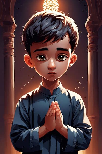 Premium Photo Vector Moslem Boy Praying Dua