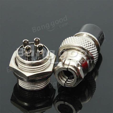 Gx16 4 4 Pin 16mm Aviation Pug Male And Female Panel Metal Connector Us157