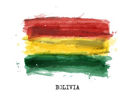 Realistic Watercolor Painting Flag Of Bolivia Vector Vector