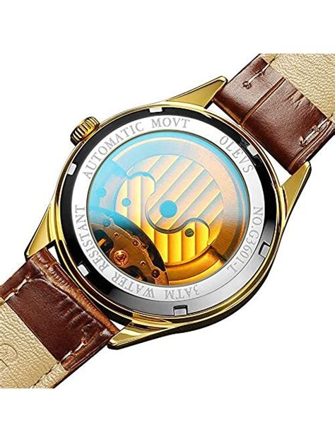 Buy Olevs Mens Leather Watches Automatic Mechanical Skeleton Tourbillon