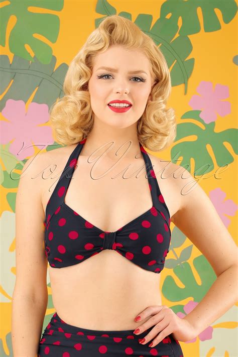 Esther Williams Classic Polkadot Bikini Top Ann Es En Noir Et Rouge