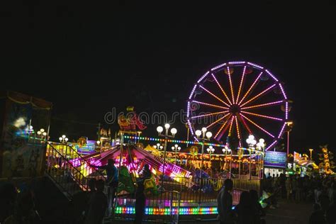 County Fair At Night Ferris Wheel On The Midway Editorial Stock Photo