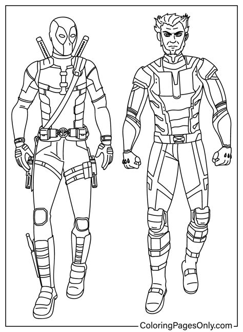 Los Retratos De Deadpool Y Wolverine Dibujos Para Colorear Imprimir