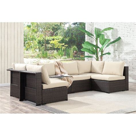 Holliston 6 Piece Rattan Sectional Seating Group Set With Cushions And Reviews Joss And Main