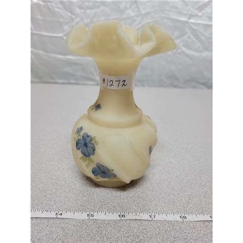 Fenton Custard Vase Hand Painted By Jackie Delaney Schmalz Auctions