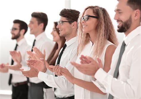 Premium Photo | Group of business people applauding standing