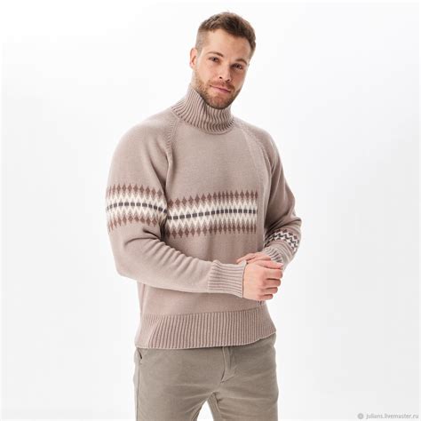 Мужской вязанный свитер с горлом Ромбы и зигзаги в интернет-магазине ...