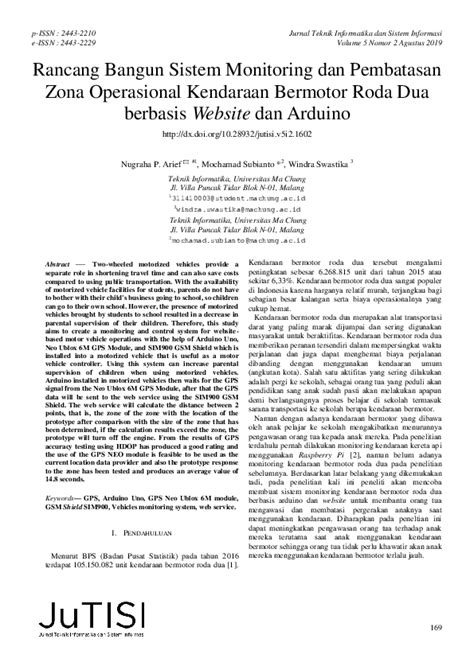 Pdf Rancang Bangun Sistem Monitoring Dan Pembatasan Zona Operasional Kendaraan Bermotor Roda