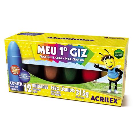 Meu Primeiro Giz De Cera 12 Cores - Giz De Cera Meu Primeiro Giz 12 Cores Acrilex – Papelaria Castelo