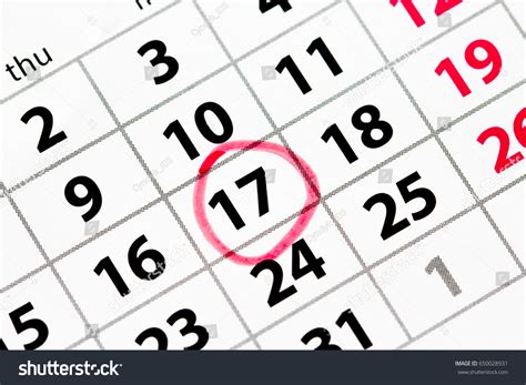 Calendar Date Circled Red Diagonal Top Stock Photo 650028931 Shutterstock