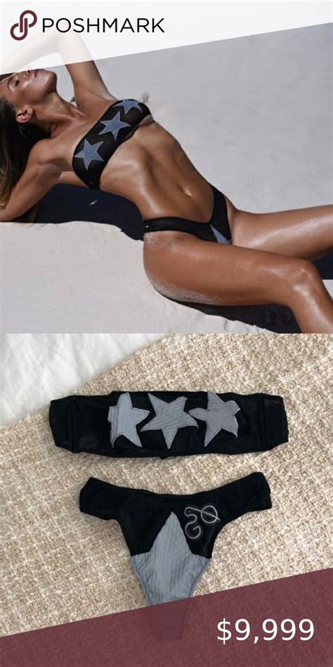 ISO GOD SAVE QUEENS NYMPH BIKINI SWIMSUIT SHEER MESH BLACK STAR BIKINI