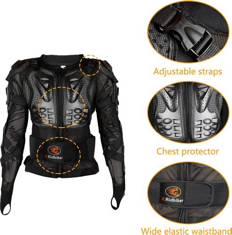 Ridbiker Chaqueta Protectora Para Motocicleta Y Rodillera Par