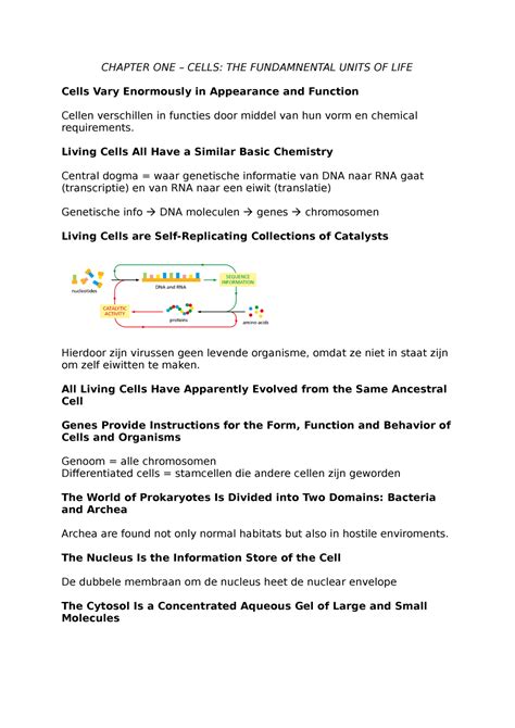 Essential Cell Biology Samenvatting CHAPTER ONE CELLS THE