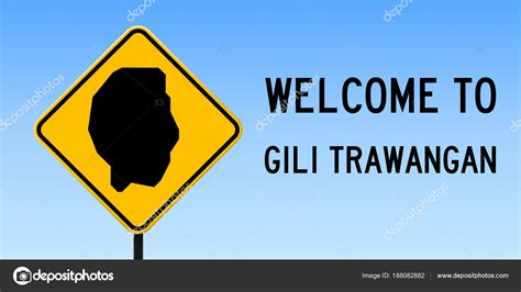 Gili Trawangan map on road sign Wide poster with Gili Trawangan island ...