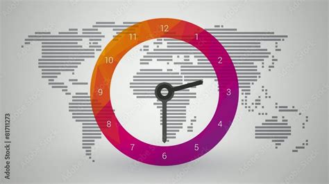 colorful clock with world map background Stock Video | Adobe Stock