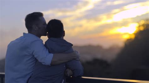 Gay Couple Watch Sunset From Stock Footage Video Royalty Free