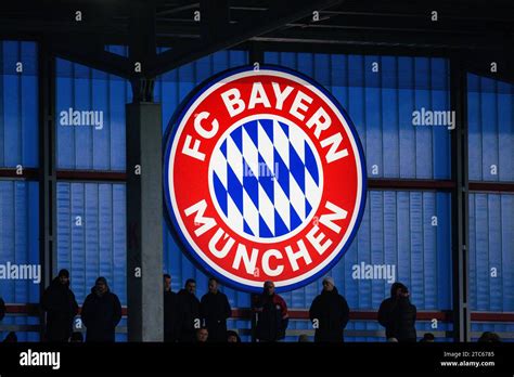 Munich, Germany. 29th, November 2023. The FC Bayern Munich logo seen at the FC Bayern Campus ...