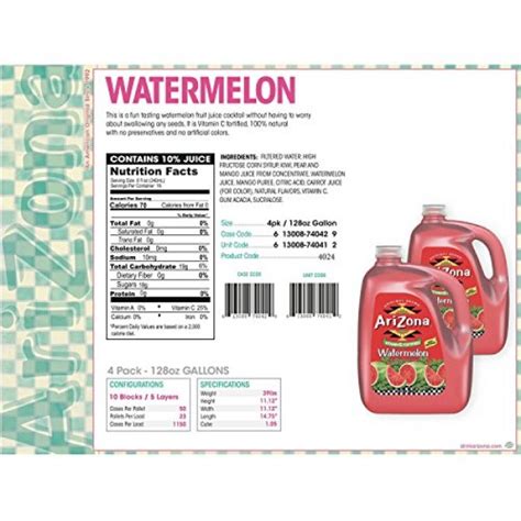 AriZona Watermelon Fruit Juice Cocktail, 1 gal