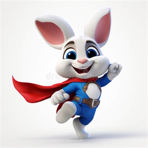 Super Bunny Cartoon: Photorealistic Rendering of Joyful Indigo Superheroes Stock Illustration ...