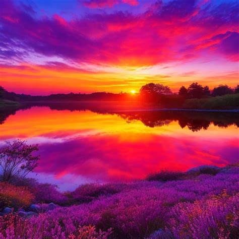 premium ai image vibrant colors  sunrise illuminating nature beauty