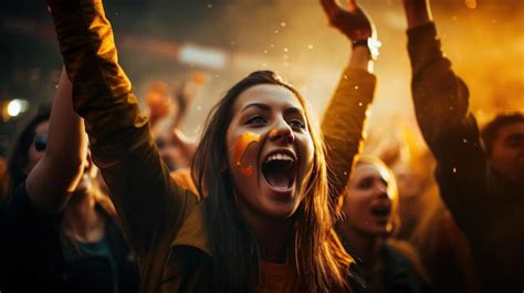 Premium Photo | A photograph of a cheering crowd in a football stadium