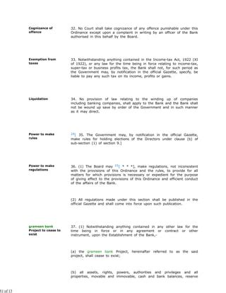 Grameen Bank Ordinance Ordinance No Xlvi Of Pdf